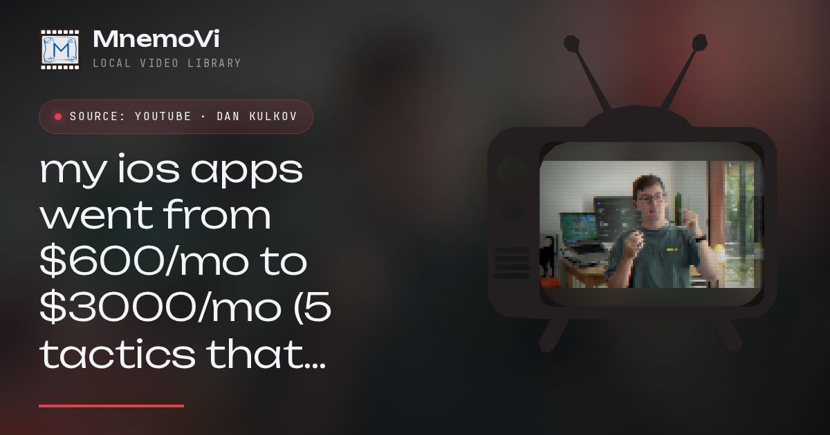 Still from the shared video — my ios apps went from $600/mo to $3000/mo (5 tactics that worked)